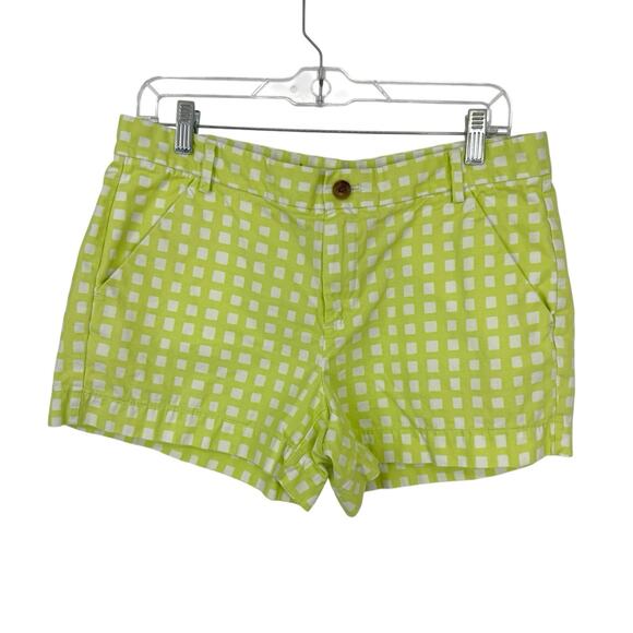 GAP Khaki Shorts Women size 6 Sunkissed Green Gingham 3.5 inseam - Picture 1 of 11